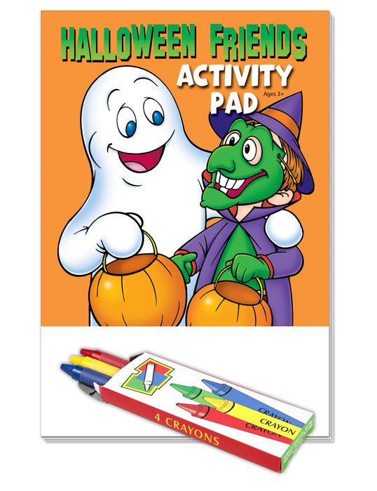 Halloween Friends - Kid's Mini Activity Pads with Crayons (50 Pack)