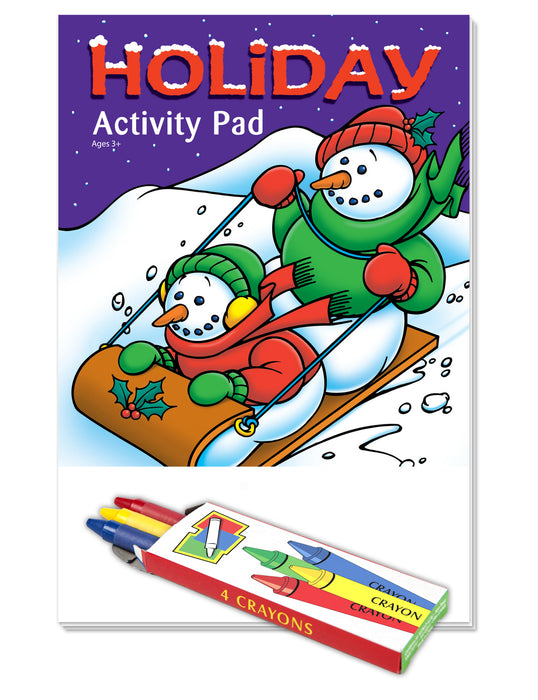 Holiday - Kid's Mini Activity Pads with Crayons (50-Pack)