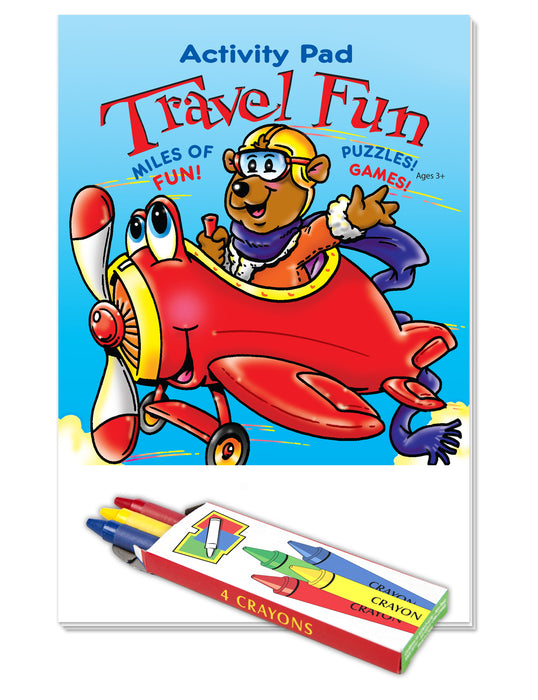 Travel Fun - Kid's Mini Activity Pads with Crayons (50 Pack)