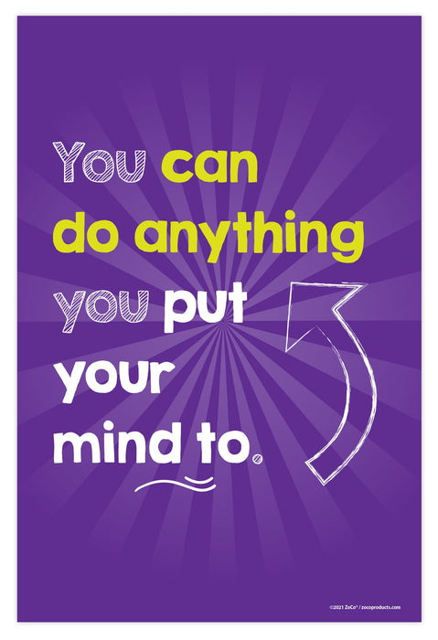 Inspirational Growth Mindset Posters (6 Pack) - 12"x18" - Laminated