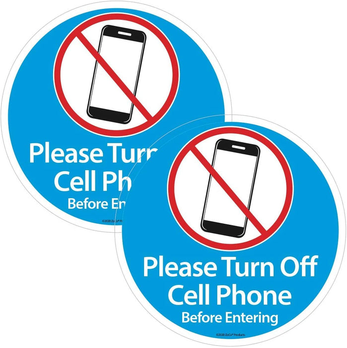 No Talking on Cell Phone Sticker - Turn Off Cellphone Sign for Office - Inside Window Application - Static Cling Decal - Easy to Reposition and Remove - 5" Round