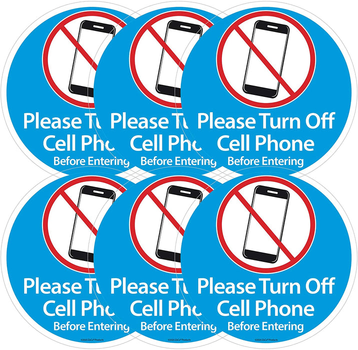 No Talking on Cell Phone Sticker - Turn Off Cellphone Sign for Office - Inside Window Application - Static Cling Decal - Easy to Reposition and Remove - 5" Round