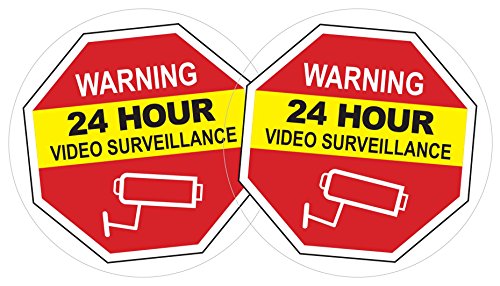 Video Surveillance Warning Signs (2 PACK) - Inside Window Static Cling Decals for Home & Business - 5 in x 5 in