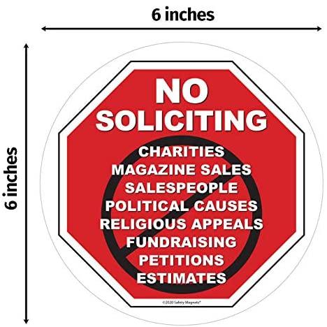 No Soliciting Vinyl Static Cling Decal | No Trespassers Sticker- for Homes, Offices, Businesses | Modern Door Porch Window Decor Sign | Black & Red | Inside Outside Removable