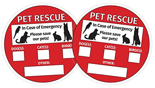 Pet Rescue Inside Window Stickers (2 PACK)/Vinyl Static Cling Decals - Easy to Remove and Reposition - 5 in. x 5 in.