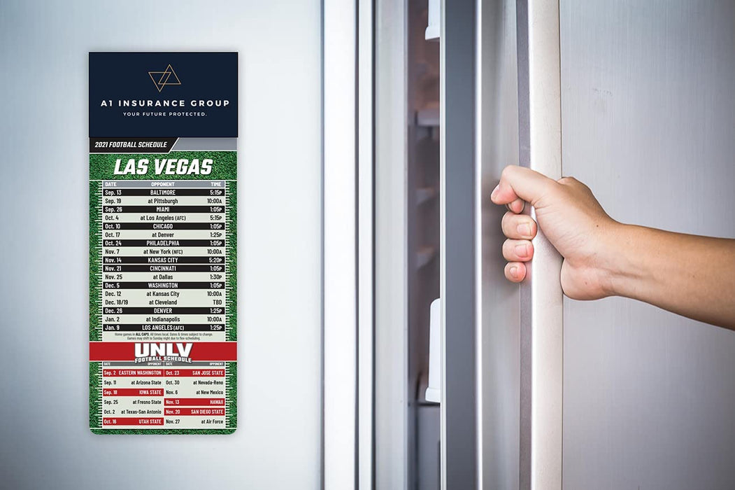 Pro Football Sports Schedule Magnets (LAS VEGAS) - 100 Count - Your Business Card Sticks on Top