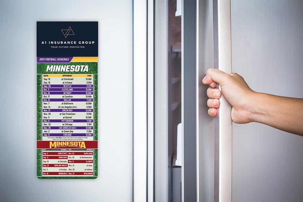 Pro Football Sports Schedule Magnets (MINNESOTA) - 100 Count - Your Business Card Sticks on Top
