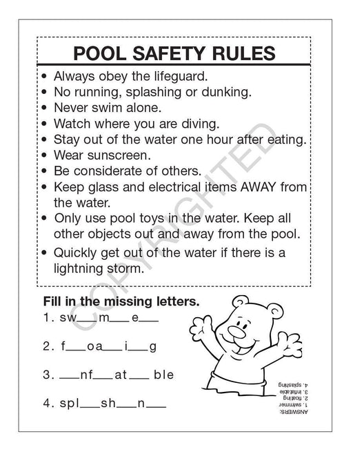 Pool Safety Kid's Coloring & Activity Books