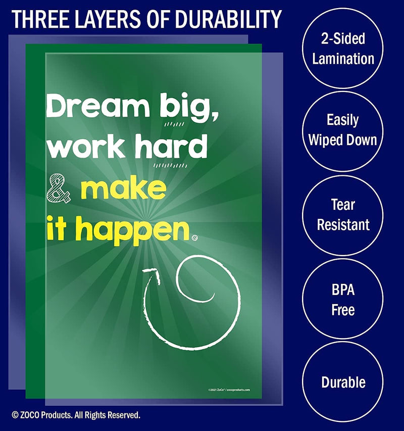 Inspirational Growth Mindset Laminated Posters (6 Pack) - 12"x18"