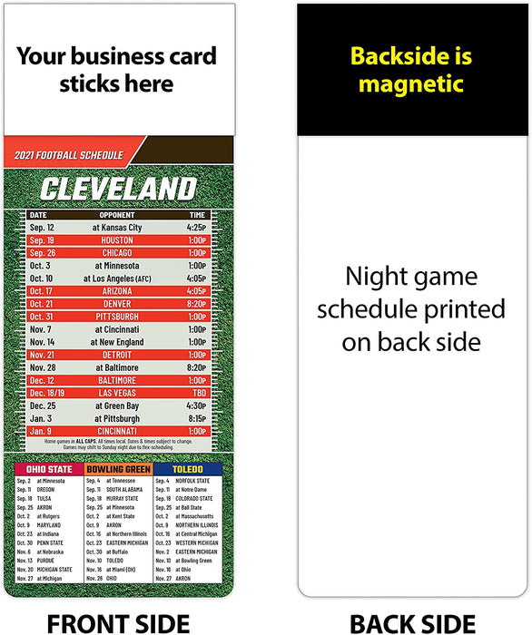 Pro Football Sports Schedule Magnets (CLEVELAND) - 100 Count - Your Business Card Sticks on Top
