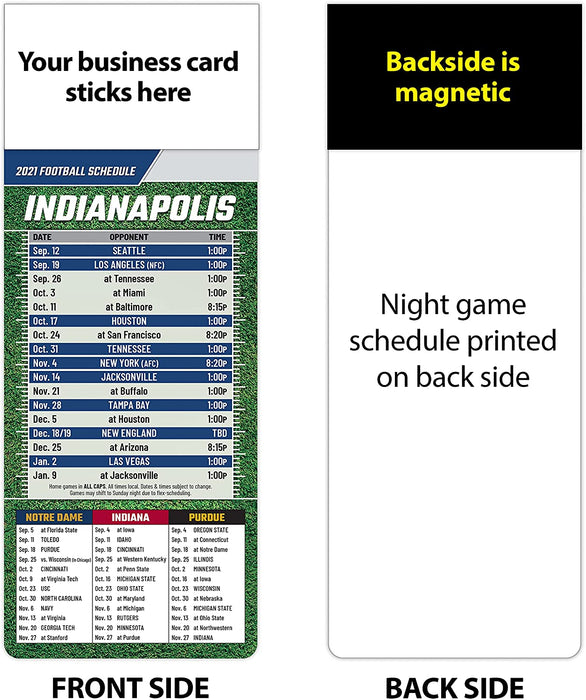 Pro Football Sports Schedule Magnets (INDIANAPOLIS) - 100 Count - Your Business Card Sticks on Top