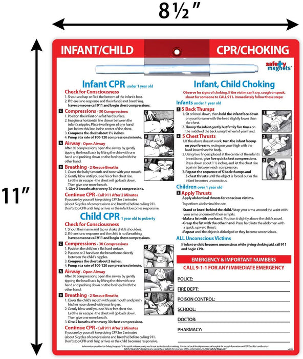 CPR and Choking First Aid for Babies and Children 8.5"x11" Fridge Magnet
