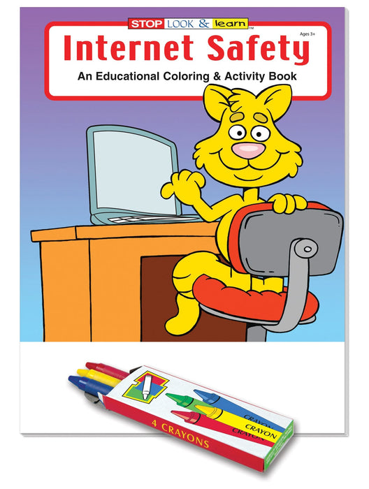 25 Pack - Internet Safety Kid's Educational Coloring & Activity Books with Crayons