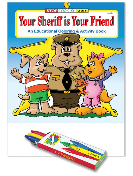 Your Sheriff is Your Friend Kid's Coloring & Activity Books in Bulk with Crayons