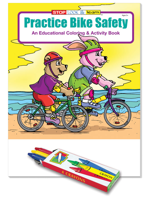 25 Pack - Practice Bike Safety Kid's Educational Coloring & Activity Books with Crayons