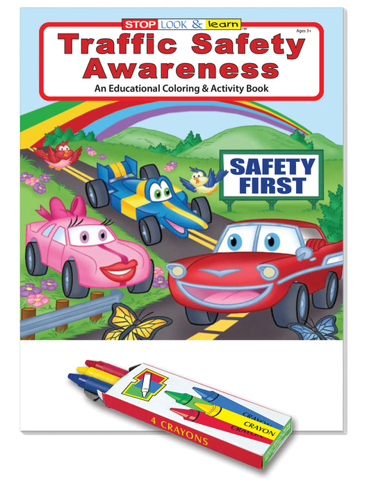 25 Pack - Traffic Safety Awareness Kid's Coloring & Activity Books with Crayons