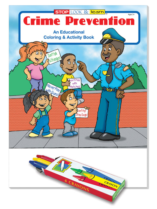 Crime Prevention Kid's Educational Coloring & Activity Books with Crayons