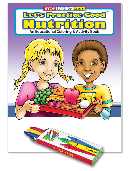 25 Pack - Let's Practice Good Nutrition Kid's Coloring & Activity Books with Crayons