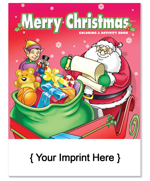 Merry Christmas Custom Coloring & Activity Books in Bulk (250+) - Add Your Imprint