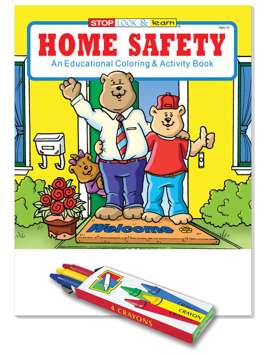 25 Pack - Home Safety Kid's Educational Coloring & Activity Books with Crayons