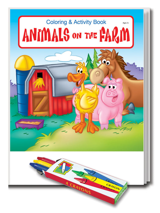 Animals on The Farm Kid's Educational Coloring & Activity Books with Crayons