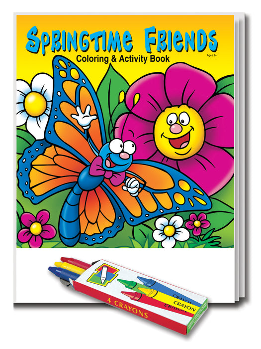 Springtime Friends Kid's Coloring & Activity Books in Bulk with Crayons