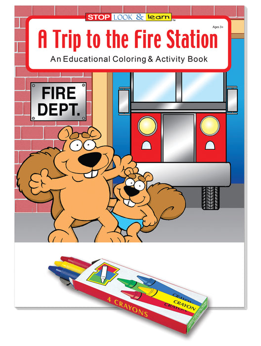 25 Pack - A Trip to The Fire Station Kid's Educational Coloring & Activity Books with Crayons
