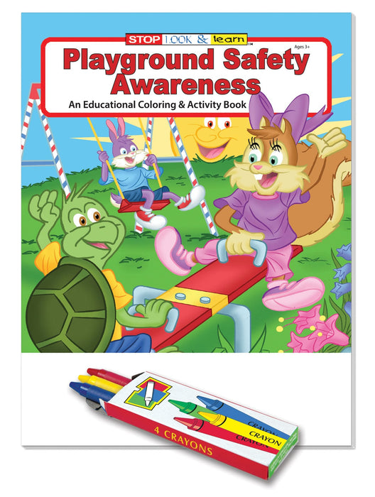 Playground Safety Awareness Kid's Educational Coloring & Activity Books with Crayons