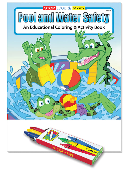 25 Pack - Pool and Water Safety Kid's Educational Coloring Books with Crayons