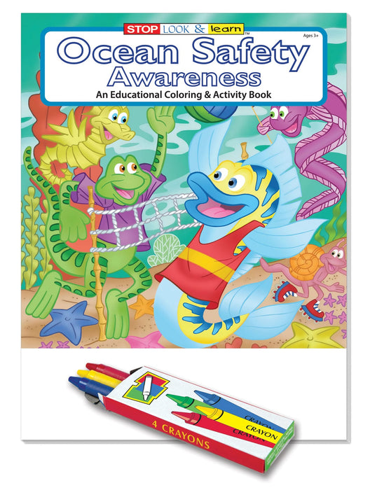 Ocean Safety Awareness Kid's Educational Coloring & Activity Books with Crayons