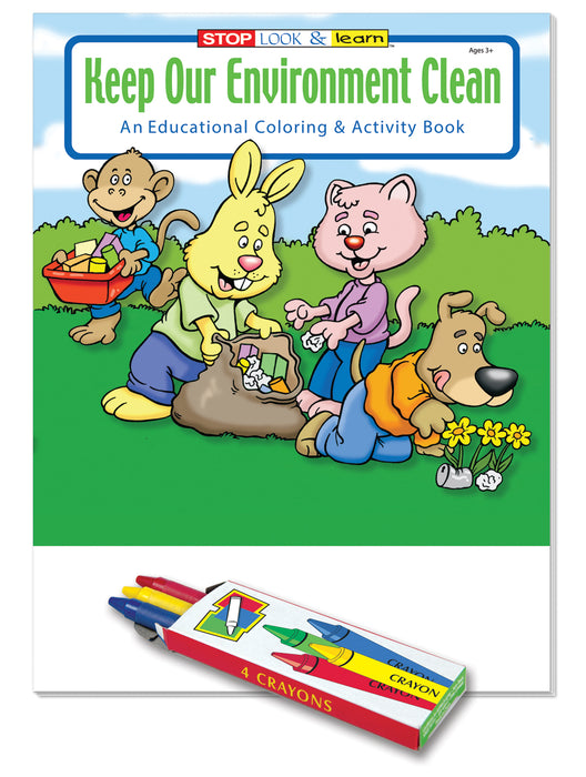 25 Pack - Keep Our Environment Clean - Kid's Coloring & Activity Books with Crayons