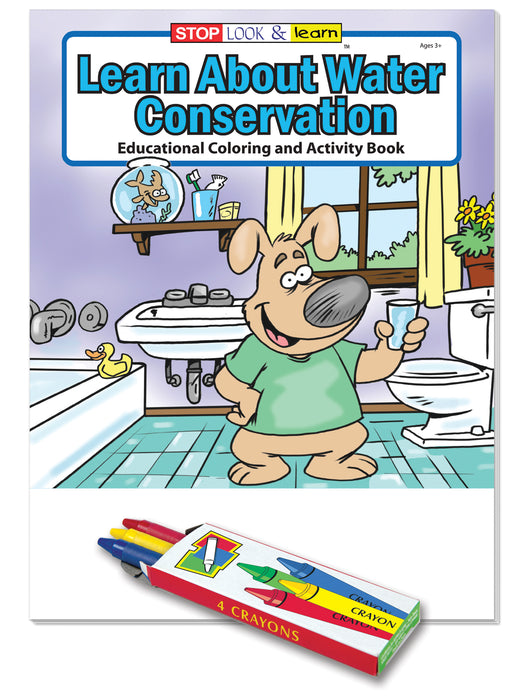 Learn About Water Conservation - Kid's Coloring & Activity Books in Bulk with Crayons