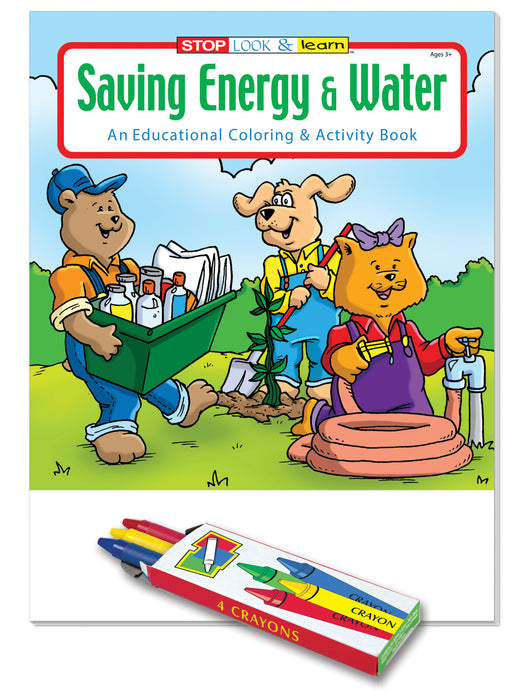 25 Pack - Saving Energy and Water Kid's Educational Coloring & Activity Books with Crayons