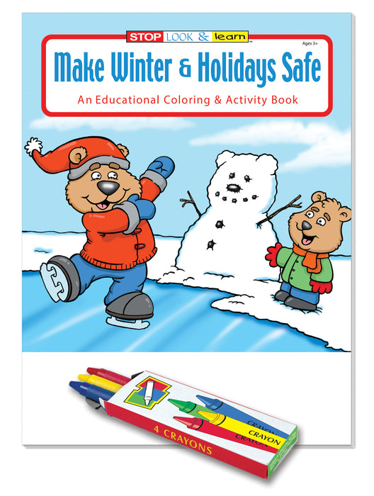 25 Pack - Make Winter and Holidays Safe Kid's Coloring & Activity Books with Crayons