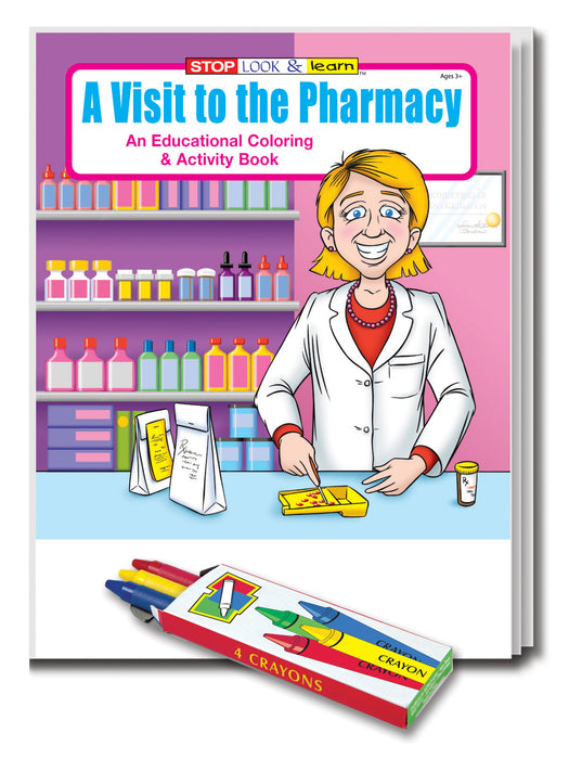 A Visit to The Pharmacy Kid's Coloring & Activity Books with Crayons