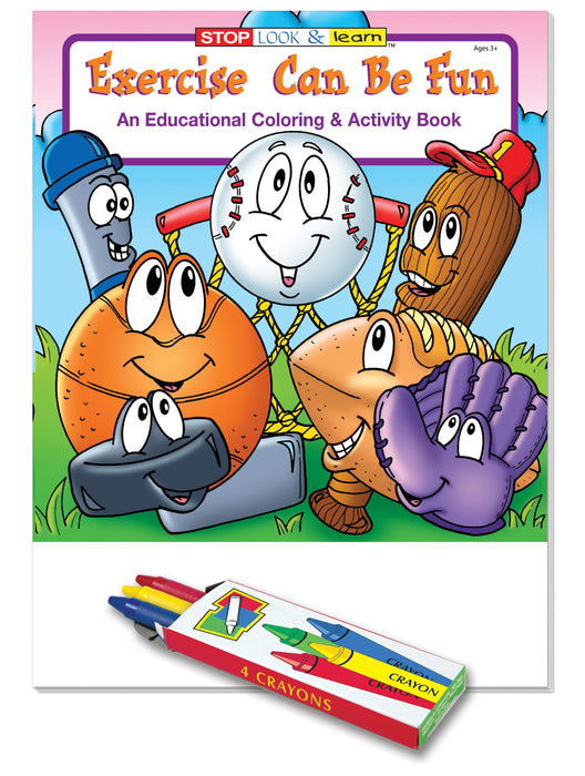 25 Pack - Exercise Can Be Fun Kid's Coloring & Activity Books with crayons