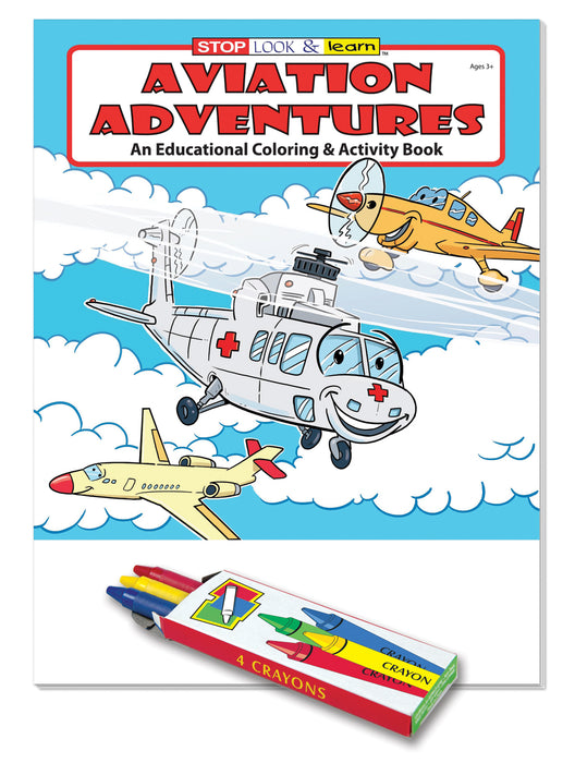 25 Pack - Aviation Adventures Kid's Educational Coloring & Activity Books with Crayons
