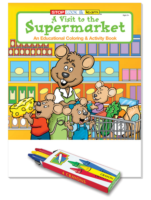 25 Pack - A Visit to the Supermarket Kid's Coloring & Activity Books with Crayons