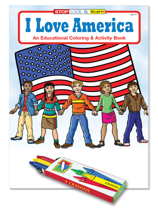 25 Pack - I Love America Kid's Coloring & Activity Books with Crayons