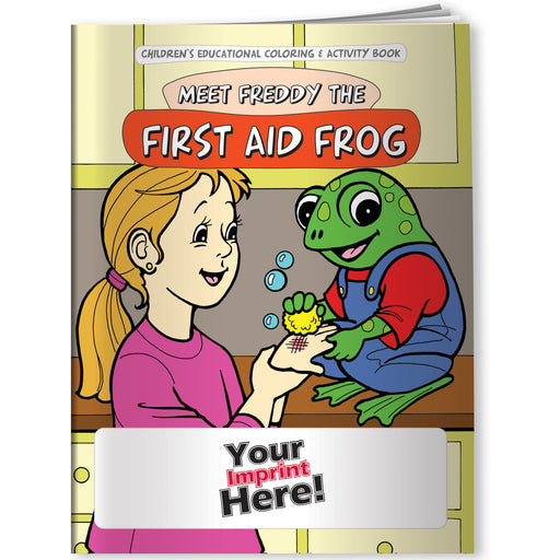 Custom Coloring Books - Freddy the 1st Aid Frog - Add Your Imprint