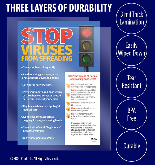 Stop Viruses from Spreading Poster - 12"x18" - Laminated