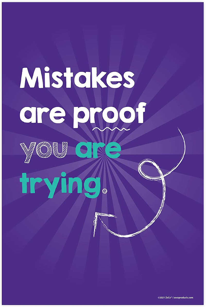 Inspirational Growth Mindset Laminated Posters (6 Pack) - 12"x18"