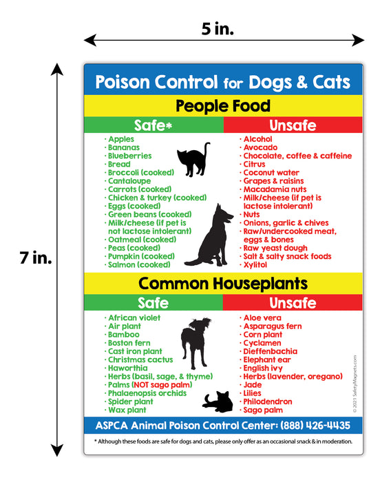 Foods and Plants toxic to dogs and cats fridge magnet