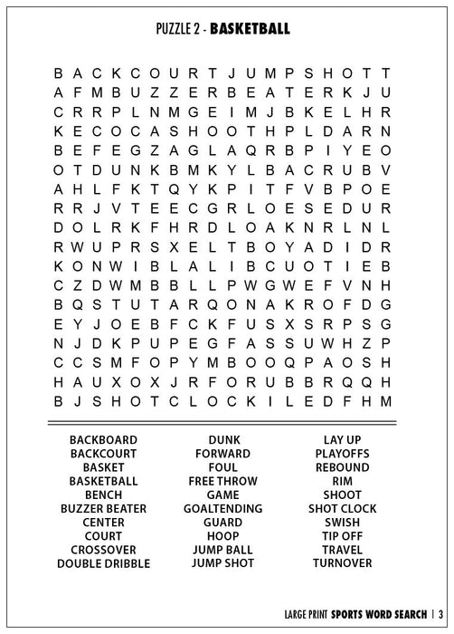 Large Print SPORTS Word Search Puzzle Books (25 Pack) — ZoCo Products
