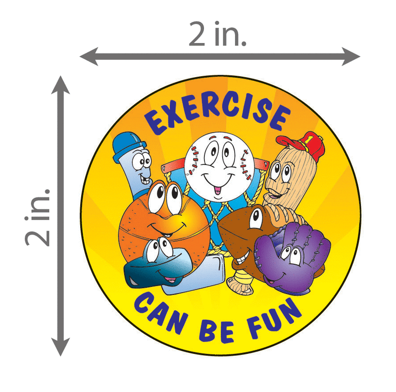 Exercise Can Be Fun Sticker Roll - 400 Stickers - ZoCo Products