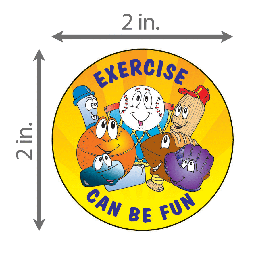 Fun Exercise Sticker Active Lifestyle Stickers - 'Exercise is Fun' Motivational -2-inch Rou ...